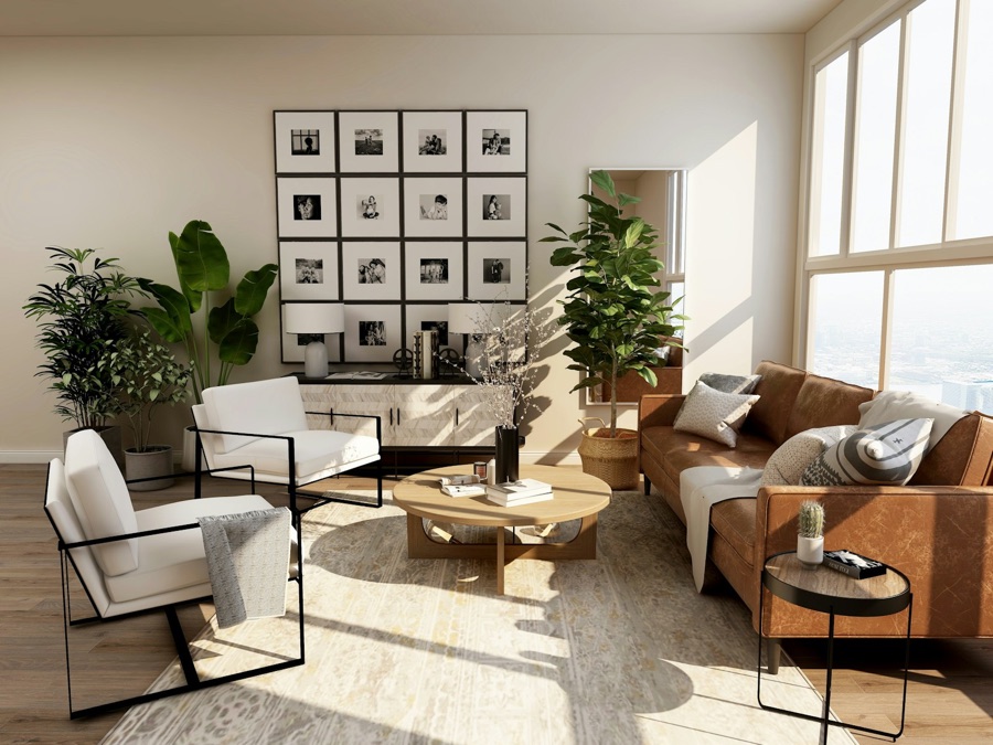 A bright contemporary living room in a Central Portugal stay